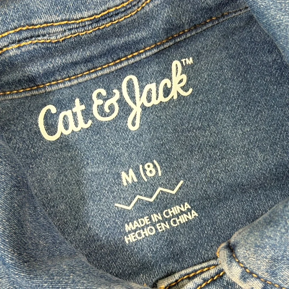 Cat & Jack M 8 Blue Denim Jacket Button Up Classic Western Back to School